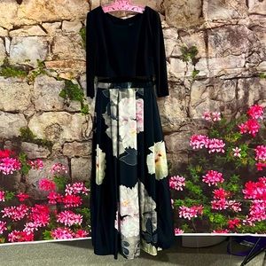 Betsy & Adam Prom Dress / School Dance Dress / Formal Occasions, black floral